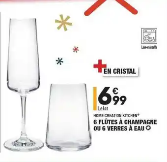 ALDI 6 Flûtes à Champagne Ou 6 Verres à Eau Home Creation Kitchen offre