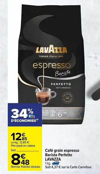 Carrefour Café Grain Espresso Barista Perfetto Lavazza offre