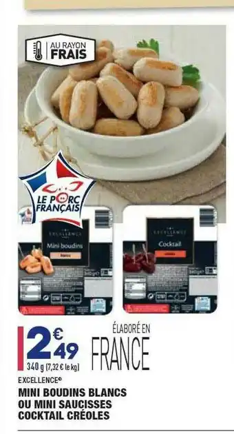ALDI Mini Boudins Blancs Ou Mini Saucisses Cocktail Créoles Excellence offre