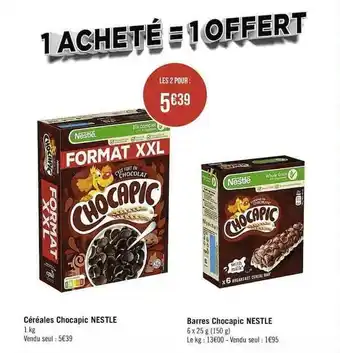 Casino Supermarchés Céréales Chocapic Nestlé, Barres Chocapic Nestlé offre