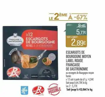 Match Escargots De Bourgogne Moyen Label Rouge Française De Gastronomie offre