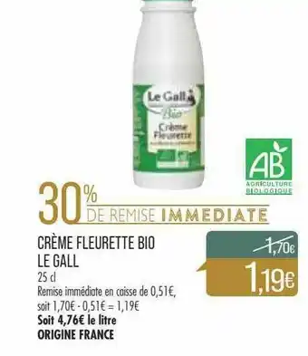 Crème Fleurette Bio Le Gall