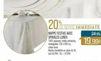 Match Nappe Festive Avec Spirales Lurex offre