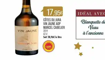 Match Côtes Du Jura Vin Jaune Aop Marcel Cabelier 2014 offre