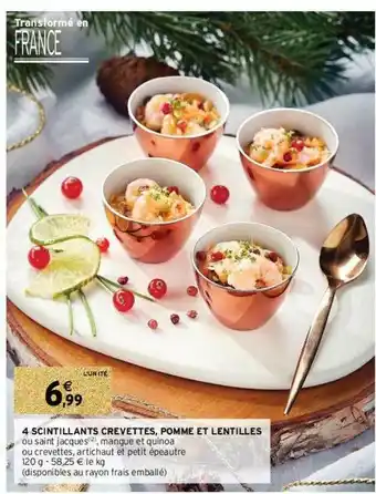 Intermarché 4 Scintillants Crevettes, Pomme Et Lentilles offre