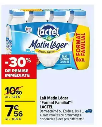 Carrefour Lait Matin Léger offre