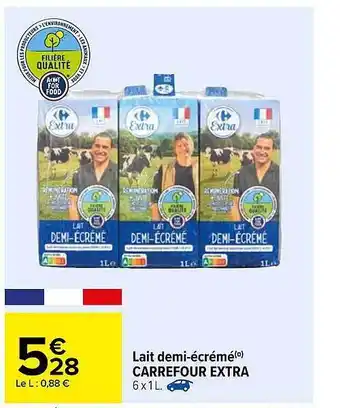 Carrefour Lait Demi-écrémé Carrefour Extra offre
