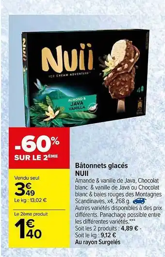 Carrefour Bâtonnets Glacés Nuii offre