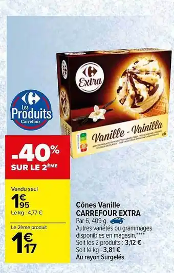Carrefour Cônes Vanille Carrefour Extra offre