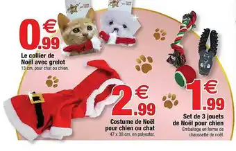 Bazarland Le Collier De Noël Avec Grelot, Costume De Noël Pur Chien Ou Chat, Set De 3 Jouets De Noël Pour Chien offre
