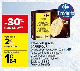 Carrefour Bâtonnets Glacés Carrefour offre
