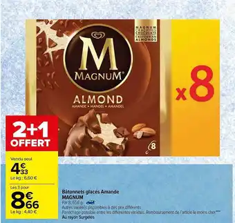 Carrefour Bâtonnets Glacés Amande Magnum offre