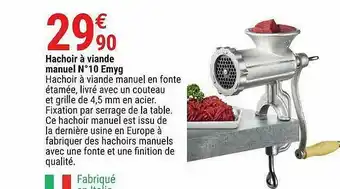 Gamm vert Hachoir à Viande Manuel N°10 Emyg offre