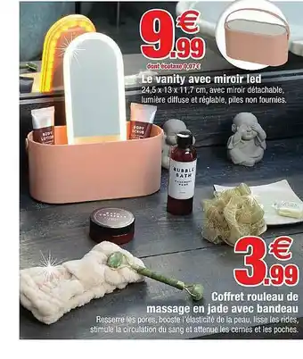 Bazarland Le Vanity Avec Miroir Led, Coffret Rouleau De Massage En Jade Avec Bandeau offre