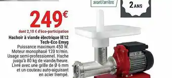 Gamm vert Hachoir à Viande électrique Ie12 Tech-eco Emyg offre