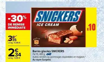 Carrefour Barres Glacées Snickers offre
