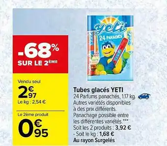 Carrefour Tubes Glacés Yeti offre