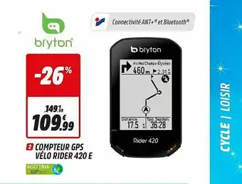 Intersport Compteur Gps Vélo Rider 420 E offre