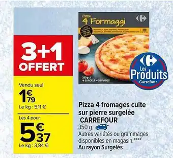 Carrefour Pizza 4 Fromages Cuite Sur Pierre Surgelée Carrefour offre
