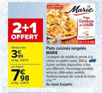 Carrefour Plats Cuisinés Surgelés Marie offre