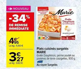 Carrefour Plats Cuisinés Surgelés Marie offre