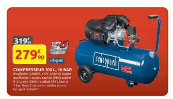 Rural Master Compresseur 100 L, 10 Bar Scheppach offre