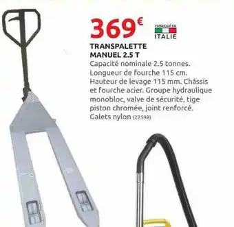 Rural Master Transpalette Manuel 2.5 T offre