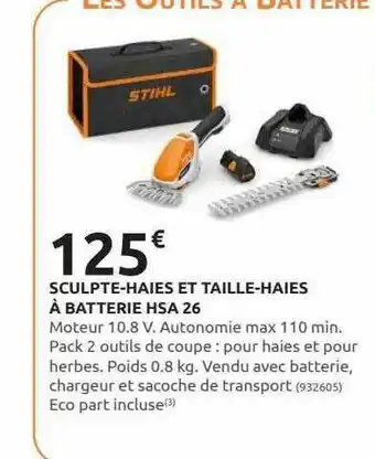 Rural Master Sculpte-haies Et Taille-haies à Batterie Hsa 26 Stihl offre