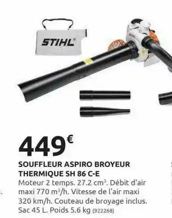 Rural Master Souffleur Aspiro Broyeur Thermique Sh 86 C-e Stihl offre