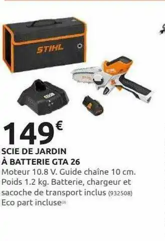 Rural Master Scie De Jardin à Batterie Gta 26 Stihl offre
