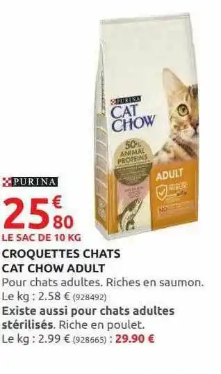 Rural Master Croquettes Chats Cat Chow Adult Purina offre