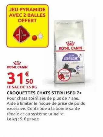 Rural Master Croquettes Chats Sterilised 7+ Royal Canin offre