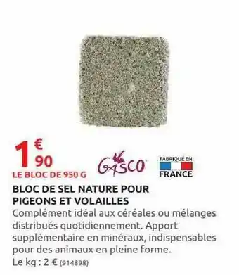 Rural Master Bloc De Sel Nature Pour Pigeons Et Volailles offre