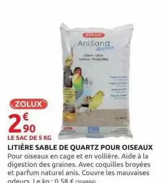 Rural Master Litière Sable De Quartz Pour Oiseaux Zolux offre