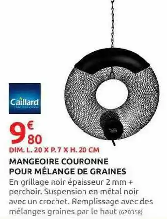 Rural Master Mangeoire Couronne Pour Mélange De Graines Caillard offre
