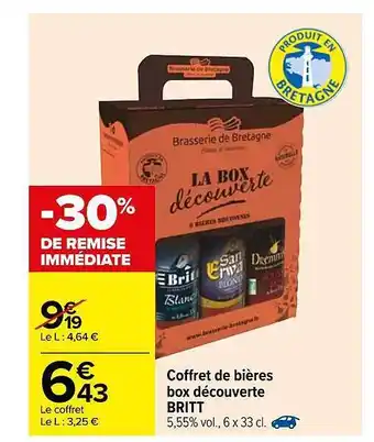 Carrefour Coffret De Bières Box Découverte Britt offre