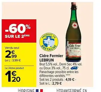 Carrefour Cidre Fermier Lubrun offre