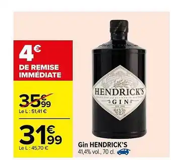 Carrefour Gin Hendrick's offre