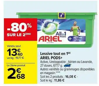 Lessive Tout En 1 Ariel Pods+