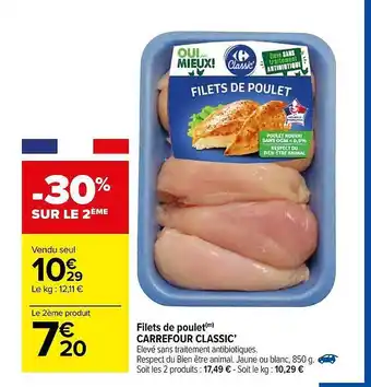 Carrefour Filets De Poulet Carrefour Classic' offre
