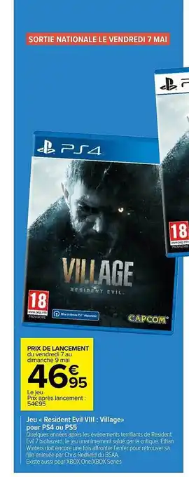 Carrefour Jeu «résident Evil Viii : Village» Pour Ps4 Ou Ps5 offre