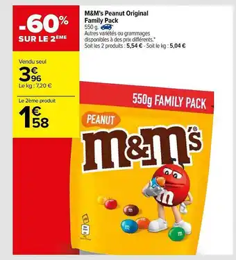 Carrefour M&m's Peanut Original Family Pack offre