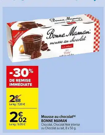 Carrefour Market Mousse Au Chocolat Bonne Maman offre