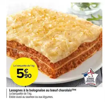Carrefour Market Lasagnes à La Bolognaise Au Bœuf Charolais offre