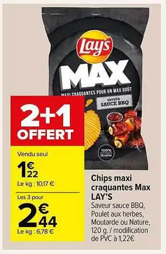 Carrefour Market Chips Maxi Craquantes Max Lay's offre