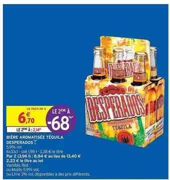 Intermarché Bière Aromatisée Téquila Desperados offre