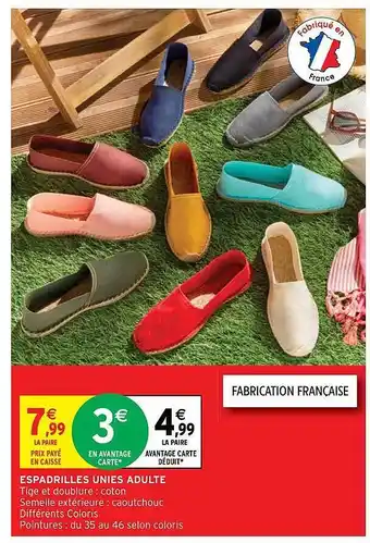 Intermarché Espadrilles Unies Adulte offre