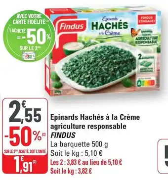 G20 Epinards hachés à la crème agriculture responsable findus offre