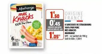 6 Saucisses De Strasbourg 100% Pur Porc Mes Knacks Madrange