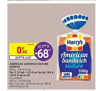 Intermarché American Sandwich Nature Harrys offre